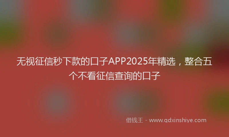 无视征信秒下款的口子APP2025年精选，整合五个不看征信查询的口子