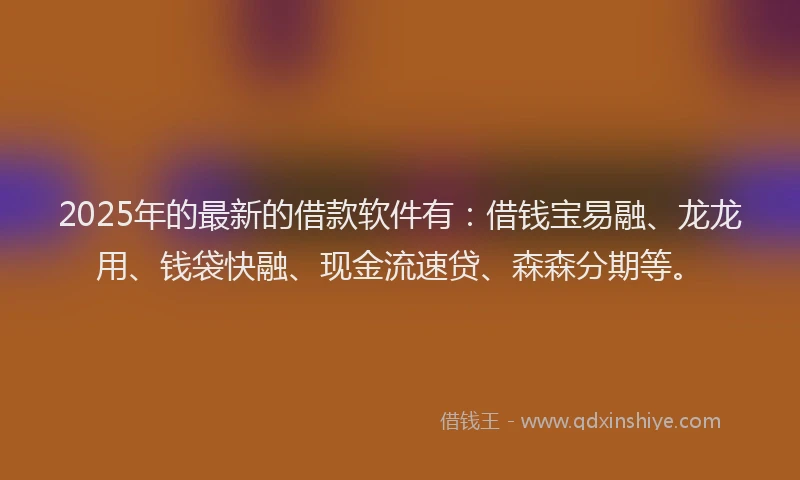 2025年的最新的借款软件有：借钱宝易融、龙龙用、钱袋快融、现金流速贷、森森分期等。