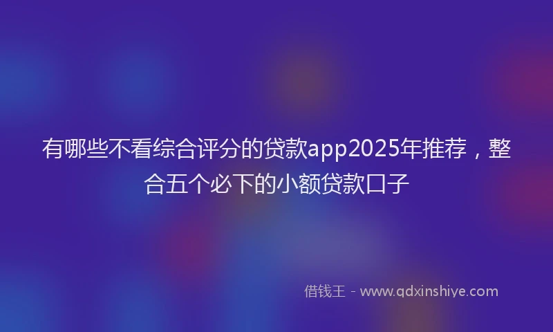 有哪些不看综合评分的贷款app2025年推荐，整合五个必下的小额贷款口子