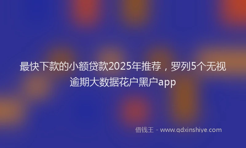 最快下款的小额贷款2025年推荐，罗列5个无视逾期大数据花户黑户app