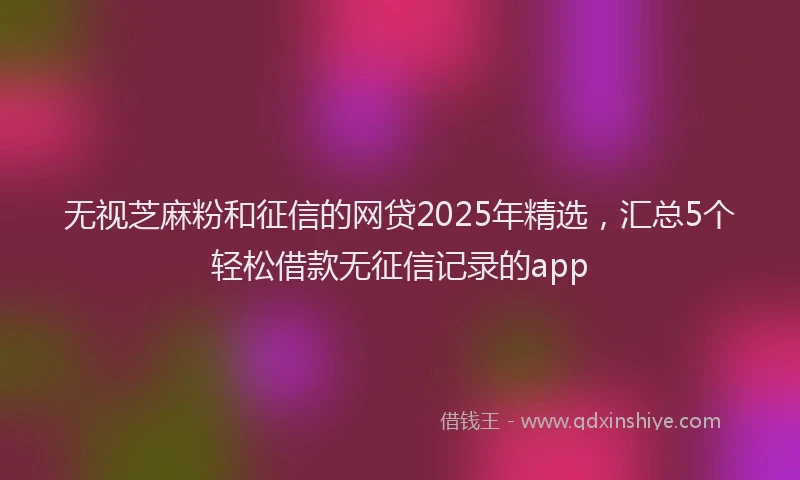 无视芝麻粉和征信的网贷2025年精选，汇总5个轻松借款无征信记录的app