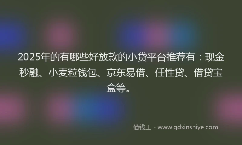 2025年的有哪些好放款的小贷平台推荐有：现金秒融、小麦粒钱包、京东易借、任性贷、借贷宝盒等。
