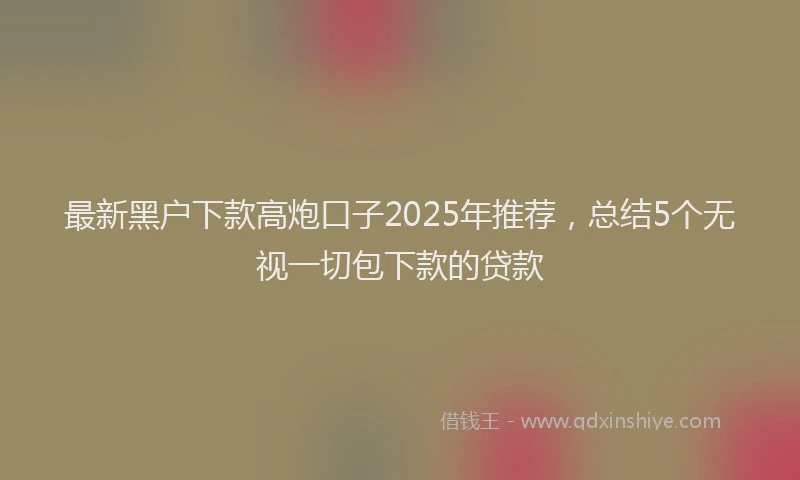 最新黑户下款高炮口子2025年推荐，总结5个无视一切包下款的贷款