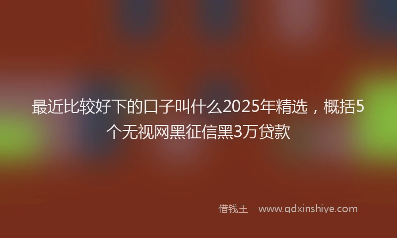 最近比较好下的口子叫什么2025年精选，概括5个无视网黑征信黑3万贷款