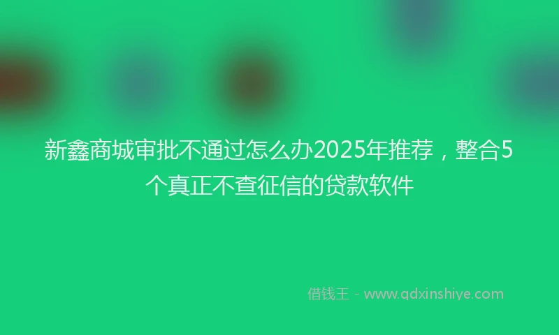 新鑫商城审批不通过怎么办2025年推荐，整合5个真正不查征信的贷款软件
