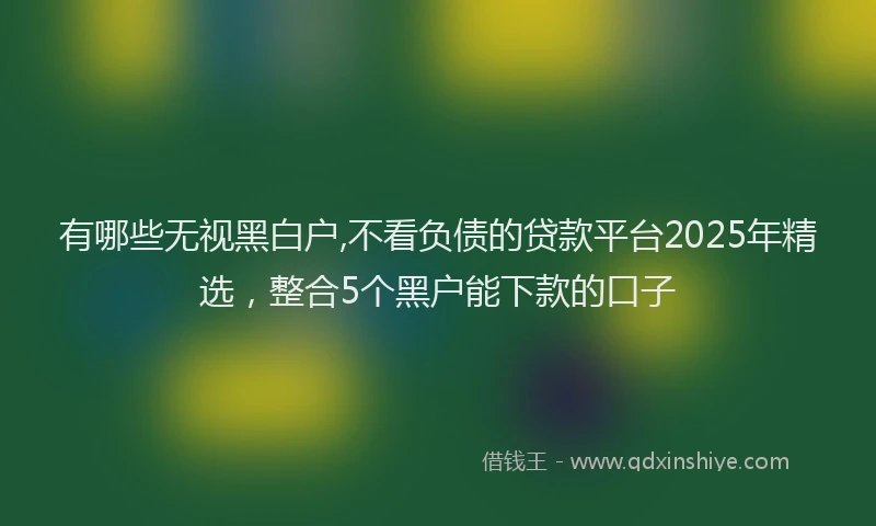 有哪些无视黑白户,不看负债的贷款平台2025年精选，整合5个黑户能下款的口子