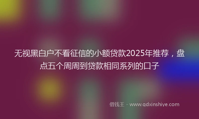 无视黑白户不看征信的小额贷款2025年推荐，盘点五个周周到贷款相同系列的口子