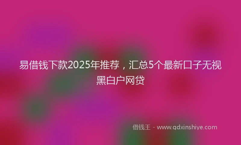 易借钱下款2025年推荐，汇总5个最新口子无视黑白户网贷