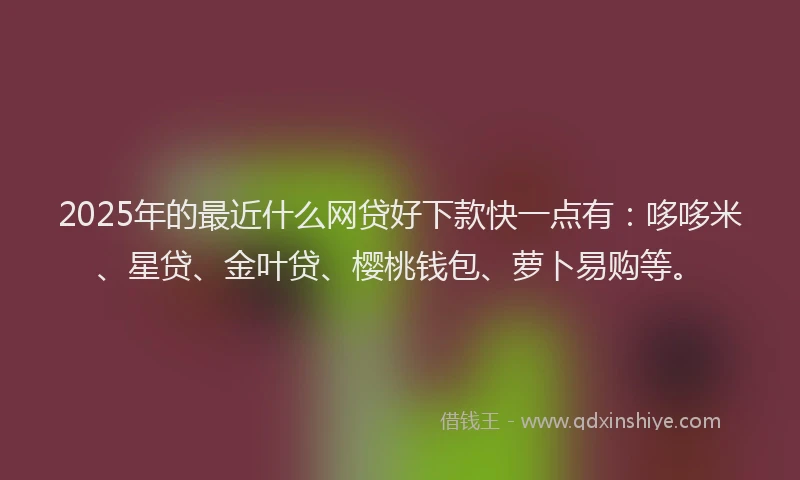 2025年的最近什么网贷好下款快一点有：哆哆米、星贷、金叶贷、樱桃钱包、萝卜易购等。