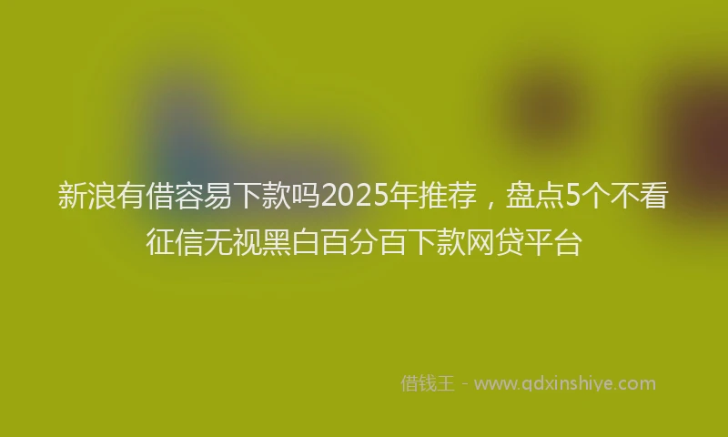 新浪有借容易下款吗2025年推荐，盘点5个不看征信无视黑白百分百下款网贷平台