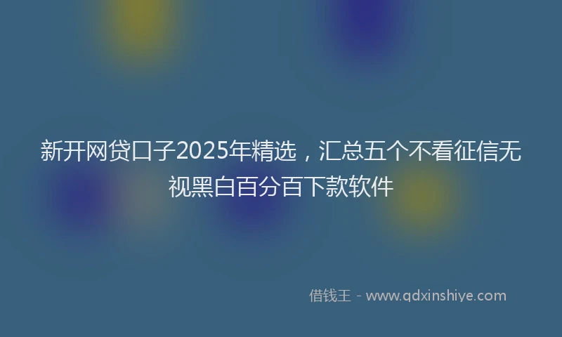 新开网贷口子2025年精选，汇总五个不看征信无视黑白百分百下款软件