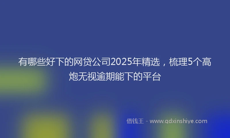 有哪些好下的网贷公司2025年精选，梳理5个高炮无视逾期能下的平台