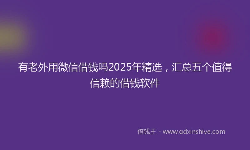 有老外用微信借钱吗2025年精选，汇总五个值得信赖的借钱软件