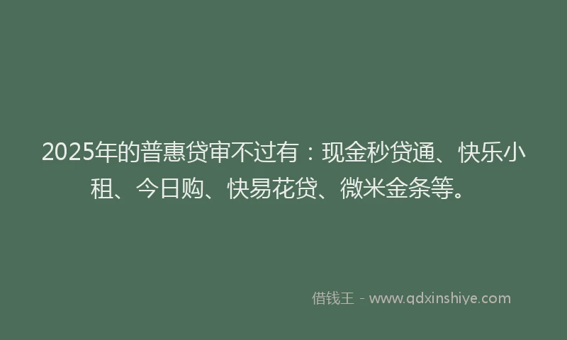 2025年的普惠贷审不过有：现金秒贷通、快乐小租、今日购、快易花贷、微米金条等。