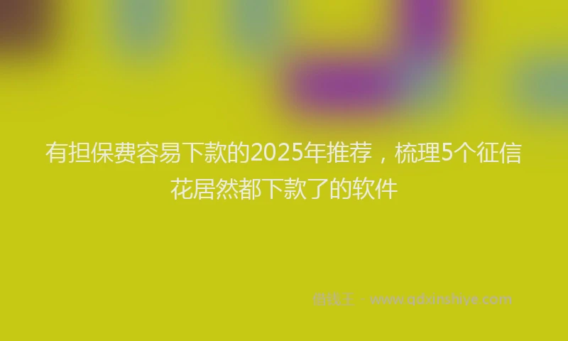 有担保费容易下款的2025年推荐，梳理5个征信花居然都下款了的软件