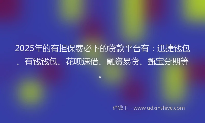 2025年的有担保费必下的贷款平台有：迅捷钱包、有钱钱包、花呗速借、融资易贷、甄宝分期等。
