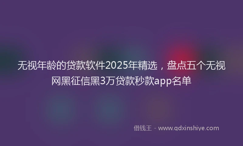 无视年龄的贷款软件2025年精选，盘点五个无视网黑征信黑3万贷款秒款app名单