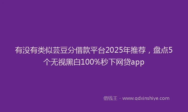 有没有类似芸豆分借款平台2025年推荐，盘点5个无视黑白100%秒下网贷app