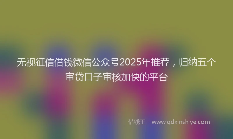 无视征信借钱微信公众号2025年推荐，归纳五个审贷口子审核加快的平台