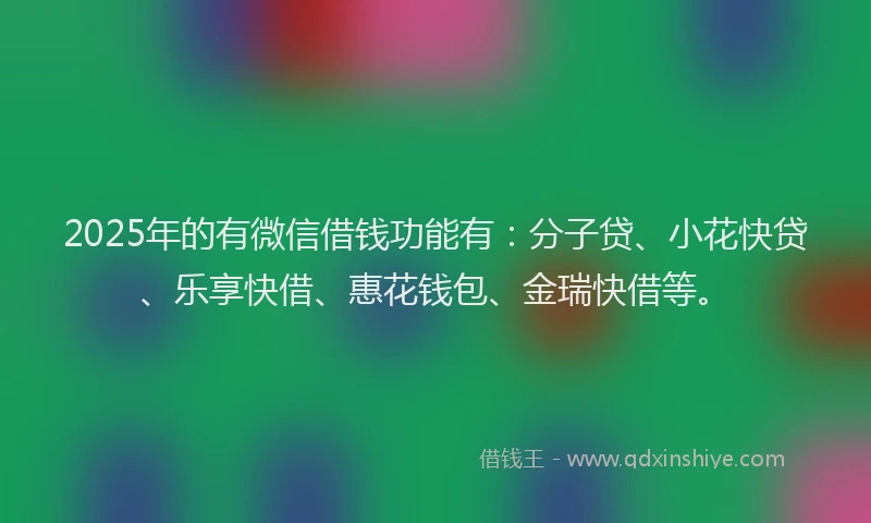 2025年的有微信借钱功能有：分子贷、小花快贷、乐享快借、惠花钱包、金瑞快借等。