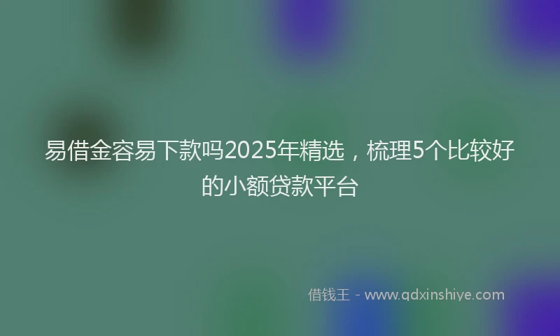 易借金容易下款吗2025年精选，梳理5个比较好的小额贷款平台