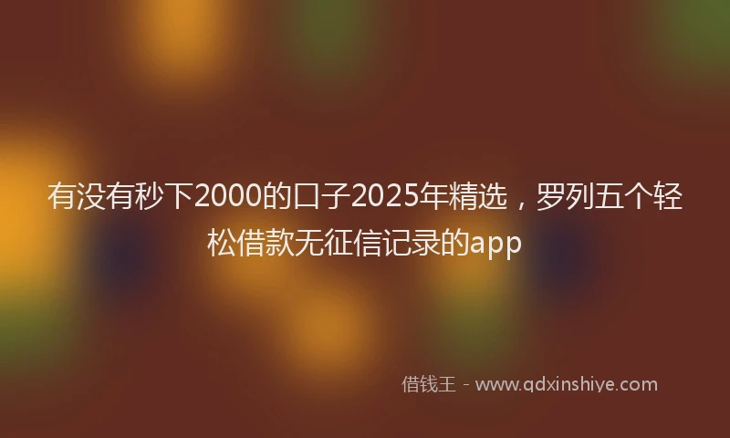 有没有秒下2000的口子2025年精选，罗列五个轻松借款无征信记录的app