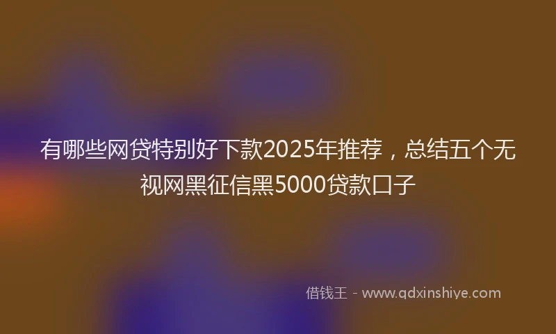 有哪些网贷特别好下款2025年推荐，总结五个无视网黑征信黑5000贷款口子