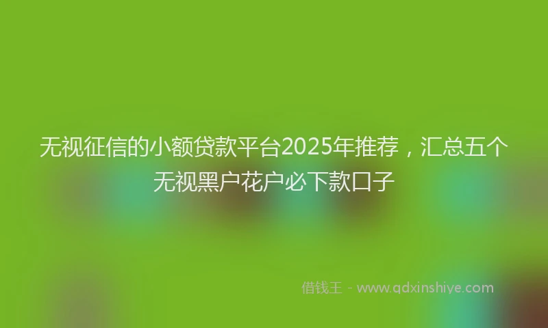无视征信的小额贷款平台2025年推荐，汇总五个无视黑户花户必下款口子