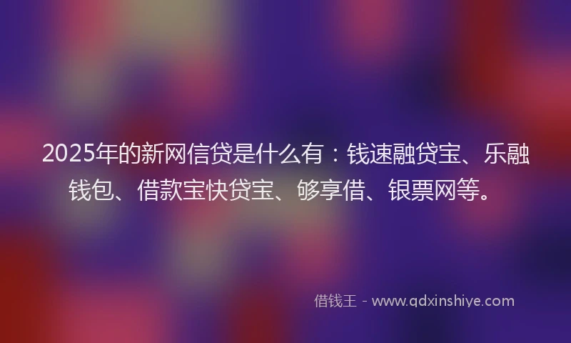 2025年的新网信贷是什么有：钱速融贷宝、乐融钱包、借款宝快贷宝、够享借、银票网等。
