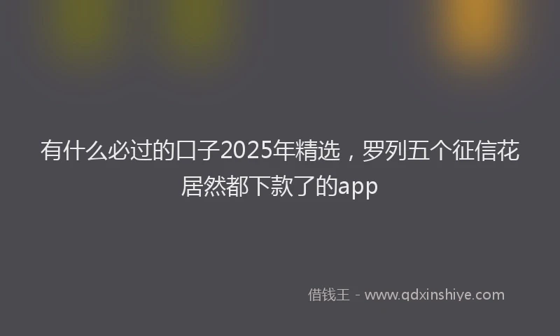 有什么必过的口子2025年精选，罗列五个征信花居然都下款了的app