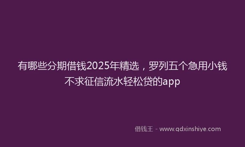 有哪些分期借钱2025年精选，罗列五个急用小钱不求征信流水轻松贷的app