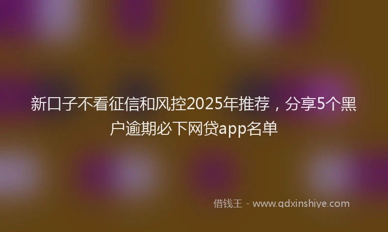 新口子不看征信和风控2025年推荐，分享5个黑户逾期必下网贷app名单