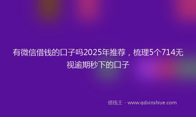 有微信借钱的口子吗2025年推荐，梳理5个714无视逾期秒下的口子
