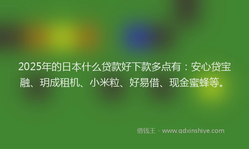 2025年的日本什么贷款好下款多点有：安心贷宝融、玥成租机、小米粒、好易借、现金蜜蜂等。