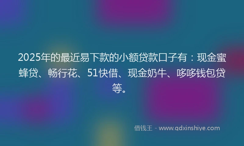 2025年的最近易下款的小额贷款口子有：现金蜜蜂贷、畅行花、51快借、现金奶牛、哆哆钱包贷等。