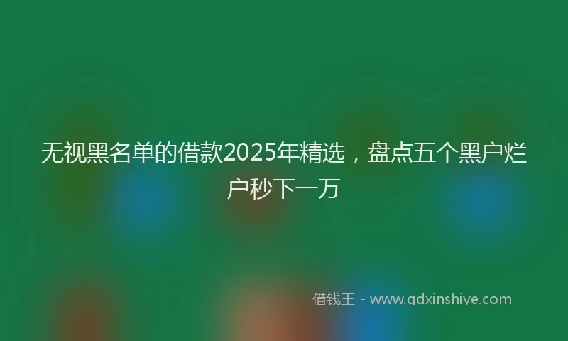 无视黑名单的借款2025年精选，盘点五个黑户烂户秒下一万