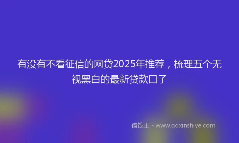 有没有不看征信的网贷2025年推荐，梳理五个无视黑白的最新贷款口子
