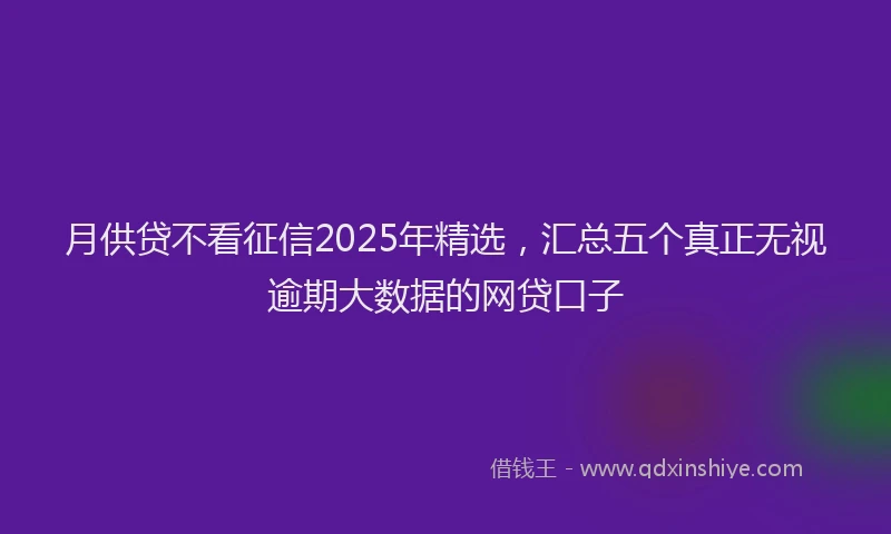 月供贷不看征信2025年精选，汇总五个真正无视逾期大数据的网贷口子