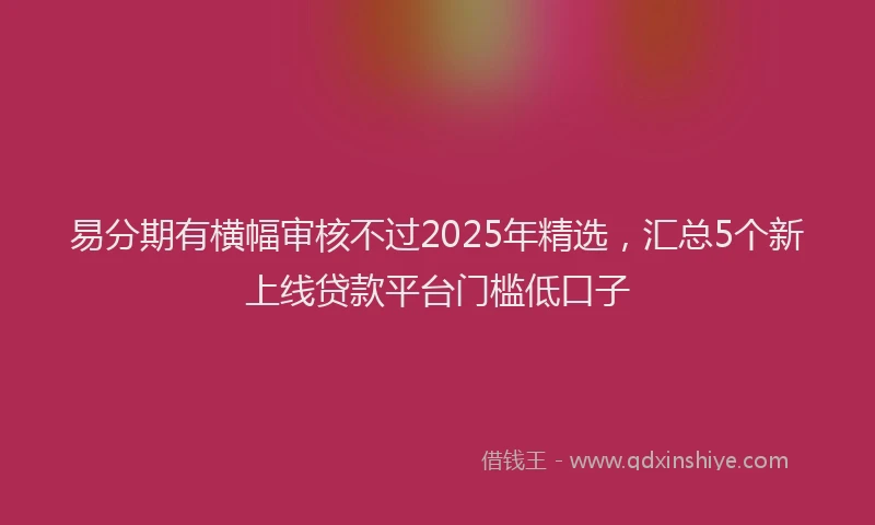 易分期有横幅审核不过2025年精选，汇总5个新上线贷款平台门槛低口子