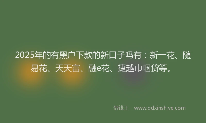 2025年的有黑户下款的新口子吗有：新一花、随易花、天天富、融e花、捷越巾帼贷等。