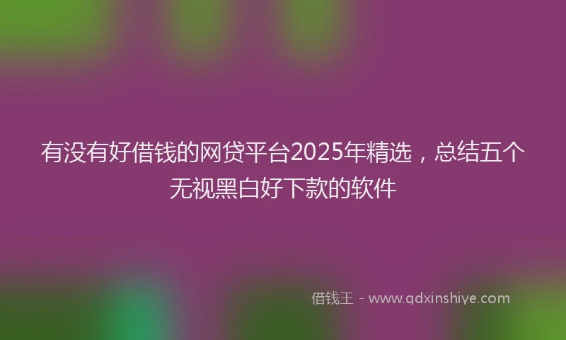 有没有好借钱的网贷平台2025年精选，总结五个无视黑白好下款的软件