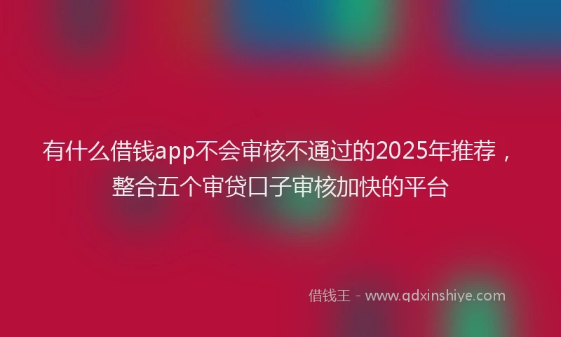 有什么借钱app不会审核不通过的2025年推荐，整合五个审贷口子审核加快的平台
