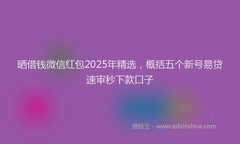 晒借钱微信红包2025年精选，概括五个新号易贷速审秒下款口子