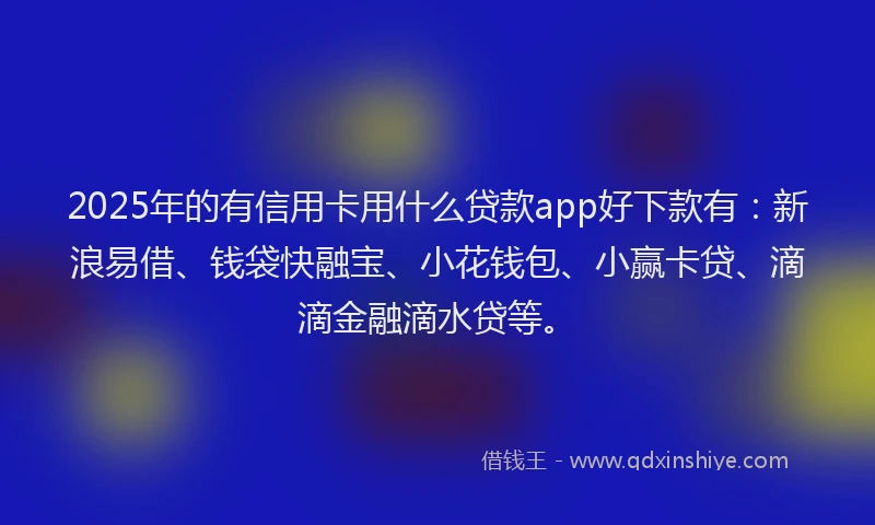 2025年的有信用卡用什么贷款app好下款有：新浪易借、钱袋快融宝、小花钱包、小赢卡贷、滴滴金融滴水贷等。