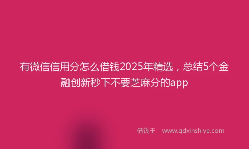 有微信信用分怎么借钱2025年精选，总结5个金融创新秒下不要芝麻分的app