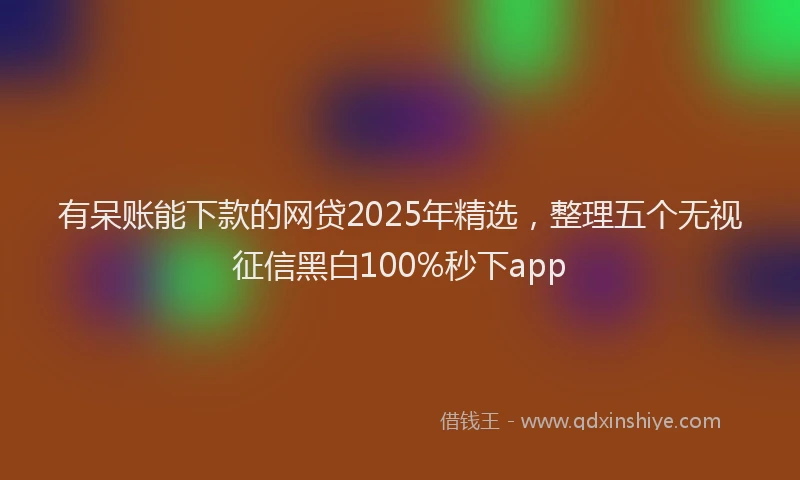 有呆账能下款的网贷2025年精选，整理五个无视征信黑白100%秒下app