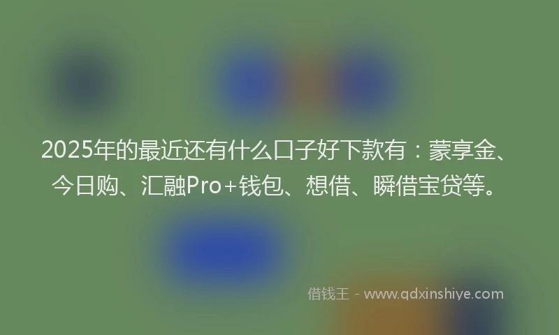 2025年的最近还有什么口子好下款有：蒙享金、今日购、汇融Pro+钱包、想借、瞬借宝贷等。