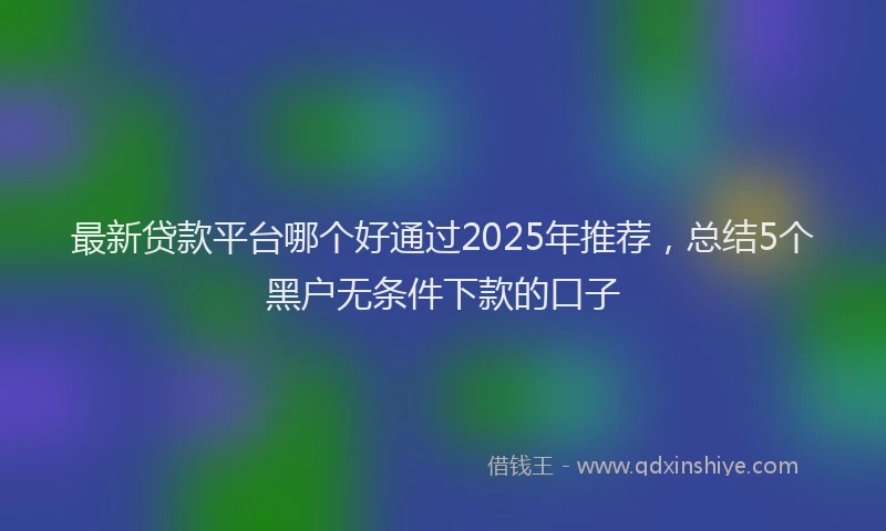 最新贷款平台哪个好通过2025年推荐，总结5个黑户无条件下款的口子