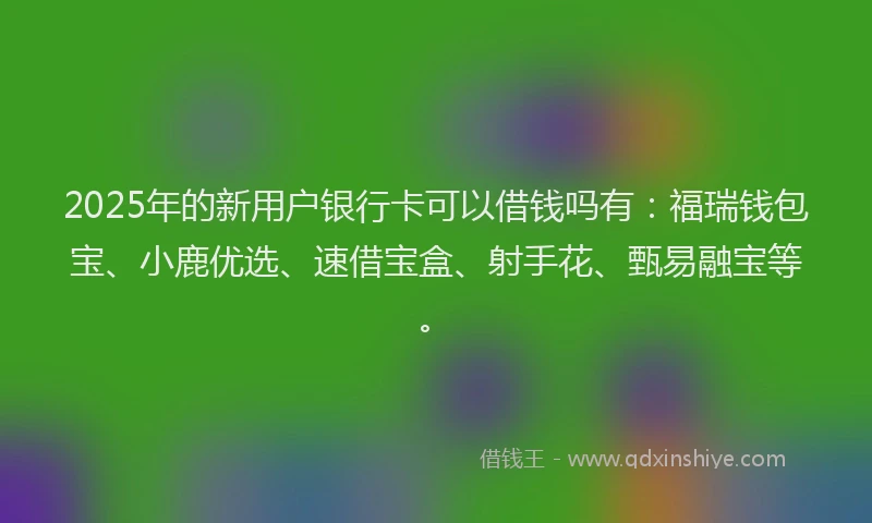 2025年的新用户银行卡可以借钱吗有：福瑞钱包宝、小鹿优选、速借宝盒、射手花、甄易融宝等。
