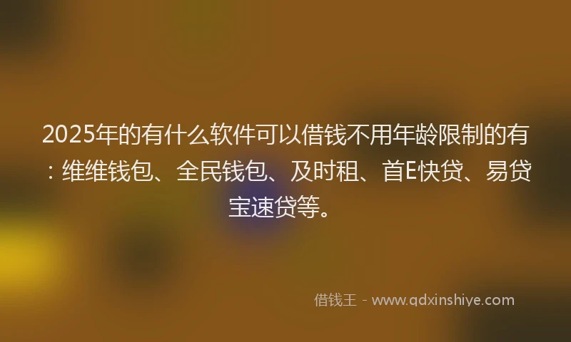 2025年的有什么软件可以借钱不用年龄限制的有：维维钱包、全民钱包、及时租、首E快贷、易贷宝速贷等。